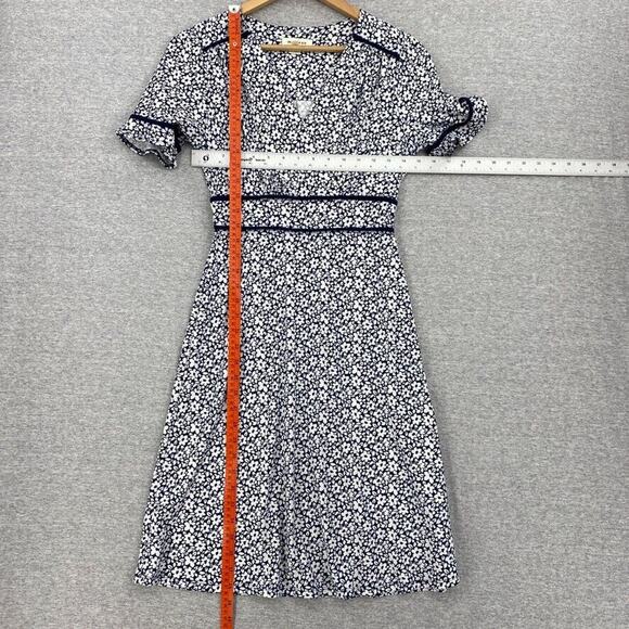 Monteau Dress Womens Small Blue Floral Criss Cross V Neck Stretch Short Sleeve - Picture 11 of 15